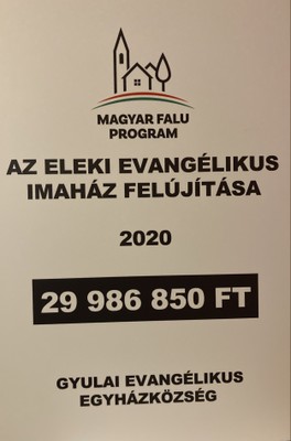 Magyar Falu Program - Eleki imaház felújítása - small
